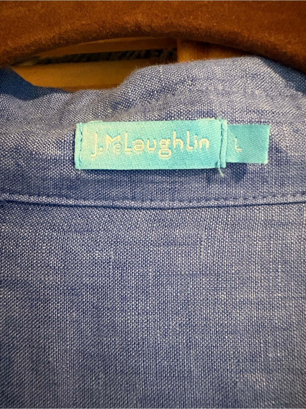 J. McLaughlin Blue Linen Shirt Lightweight Spring Summer Long sleeve Button Up - Picture 2 of 8